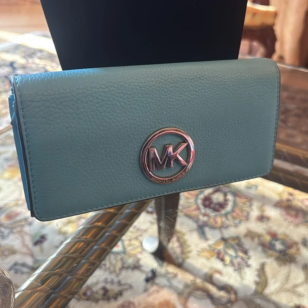 Michael Kors Turquoise Leather Wallet - Picture 3 of 8